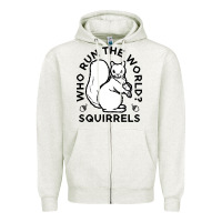 Oatmeal Heather who run the world squirrels Zipper Hoodie - linhVisuals