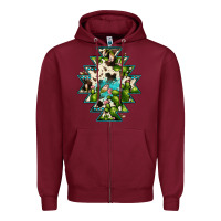 Burgundy aztec  cowhide cactus gemstone Zipper Hoodie - JahusDesignShop