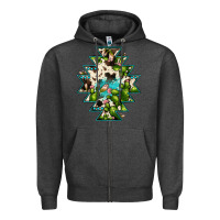 Charcoal Heather aztec  cowhide cactus gemstone Zipper Hoodie - JahusDesignShop