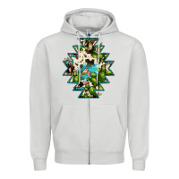Dove Grey aztec  cowhide cactus gemstone Zipper Hoodie - JahusDesignShop