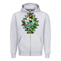 Heather Grey aztec  cowhide cactus gemstone Zipper Hoodie - JahusDesignShop
