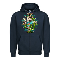 Navy aztec  cowhide cactus gemstone Zipper Hoodie - JahusDesignShop