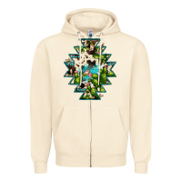 Sandshell aztec  cowhide cactus gemstone Zipper Hoodie - JahusDesignShop