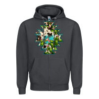 Smoke aztec  cowhide cactus gemstone Zipper Hoodie - JahusDesignShop