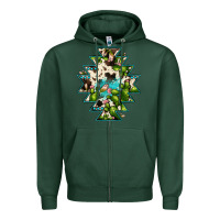 Sports Green aztec  cowhide cactus gemstone Zipper Hoodie - JahusDesignShop
