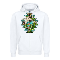 White aztec  cowhide cactus gemstone Zipper Hoodie - JahusDesignShop