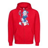 Red Gawr Gura Zipper Hoodie - linhVisuals