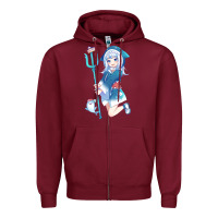 Burgundy Gawr Gura Zipper Hoodie - linhVisuals