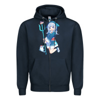 Navy Gawr Gura Zipper Hoodie - linhVisuals
