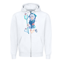 White Gawr Gura Zipper Hoodie - linhVisuals