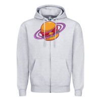 Heather Grey Burger  Saturn Zipper Hoodie - linhVisuals