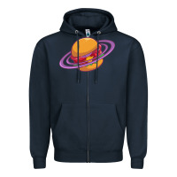 Navy Burger  Saturn Zipper Hoodie - linhVisuals