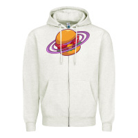 Oatmeal Heather Burger  Saturn Zipper Hoodie - linhVisuals