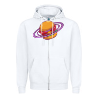 White Burger  Saturn Zipper Hoodie - linhVisuals