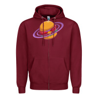 Burgundy Burger  Saturn Zipper Hoodie - linhVisuals