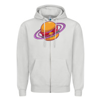 Dove Grey Burger  Saturn Zipper Hoodie - linhVisuals