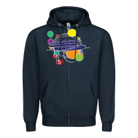 Navy retro graphic design   frank lloyd wright Zipper Hoodie - linhVisuals