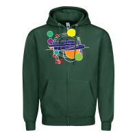 Sports Green retro graphic design   frank lloyd wright Zipper Hoodie - linhVisuals