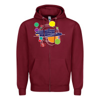 Burgundy retro graphic design   frank lloyd wright Zipper Hoodie - linhVisuals