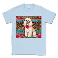 Dusty Blue standart poodle floral Classic Tee - Artiststas
