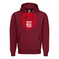 Burgundy veteran made in usa   military Zipper Hoodie - linhVisuals