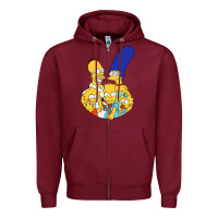 Burgundy simpson Zipper Hoodie - linhVisuals