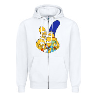 White simpson Zipper Hoodie - linhVisuals