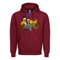 Burgundy simpson family Zipper Hoodie - linhVisuals