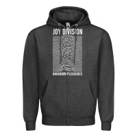 Charcoal Heather JOY DIVISION - UNKNOWN PLEASURES Zipper Hoodie - linhVisuals