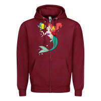 Burgundy ariel mermaid Zipper Hoodie - linhVisuals