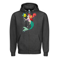 Charcoal Heather ariel mermaid Zipper Hoodie - linhVisuals