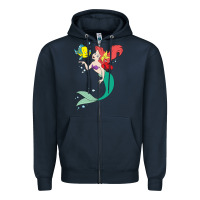 Navy ariel mermaid Zipper Hoodie - linhVisuals