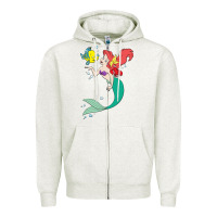 Oatmeal Heather ariel mermaid Zipper Hoodie - linhVisuals