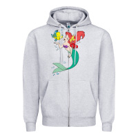 Heather Grey ariel mermaid Zipper Hoodie - linhVisuals