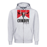 Heather Grey cowboy killer tshirt Zipper Hoodie - linhVisuals