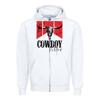 White cowboy killer tshirt Zipper Hoodie - linhVisuals