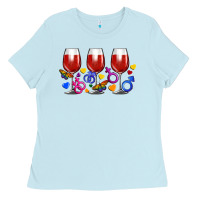 Baby Blue pride wine cups Ladies Tee - FaDigitalArtStudio