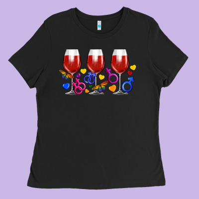 Pride Wine Cups Ladies Tee Designed By Fadigitalartstudio