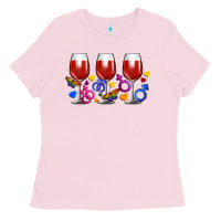 Bubblegum Pink pride wine cups Ladies Tee - FaDigitalArtStudio