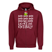 Burgundy Loathe Entirely Grinch For Light Hate hate hate happy christmas Zipper Hoodie - linhVisuals