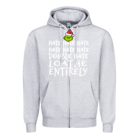 Heather Grey Loathe Entirely Grinch For Light Hate hate hate happy christmas Zipper Hoodie - linhVisuals