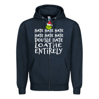 Navy Loathe Entirely Grinch For Light Hate hate hate happy christmas Zipper Hoodie - linhVisuals
