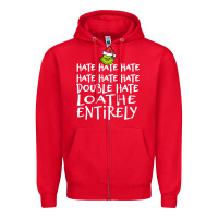 Red Loathe Entirely Grinch For Light Hate hate hate happy christmas Zipper Hoodie - linhVisuals