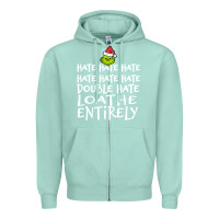 Seafoam Loathe Entirely Grinch For Light Hate hate hate happy christmas Zipper Hoodie - linhVisuals