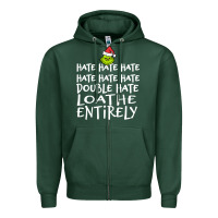Sports Green Loathe Entirely Grinch For Light Hate hate hate happy christmas Zipper Hoodie - linhVisuals