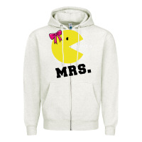 Oatmeal Heather Mrs Pacman Zipper Hoodie - linhVisuals