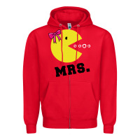 Red Mrs Pacman Zipper Hoodie - linhVisuals
