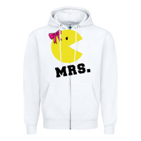 White Mrs Pacman Zipper Hoodie - linhVisuals
