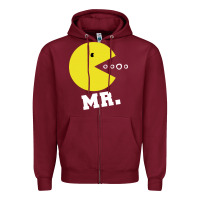 Burgundy Mr Pacman Zipper Hoodie - linhVisuals