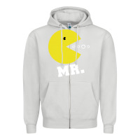 Dove Grey Mr Pacman Zipper Hoodie - linhVisuals